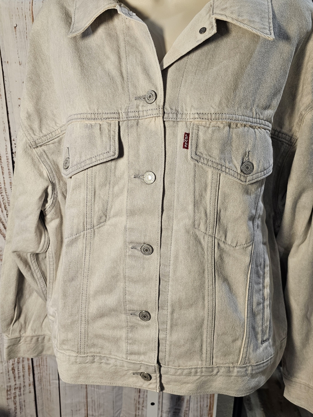 Levi's Original Trucker Jacket Light Gray Denim Oversized Relaxed Fit NWT Size L